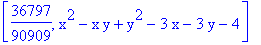[36797/90909, x^2-x*y+y^2-3*x-3*y-4]
